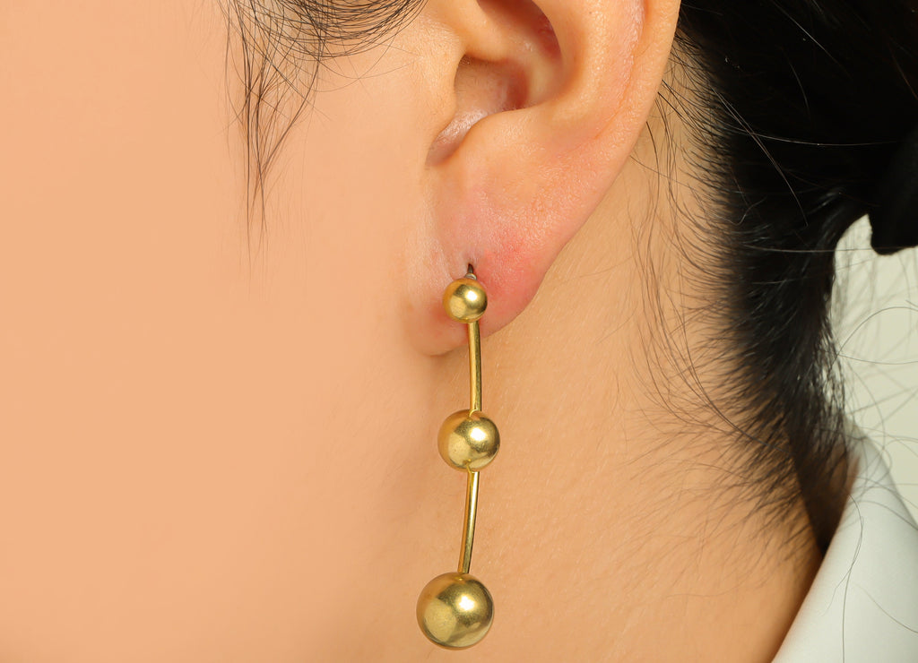 Brass Ball Earring Post - Raw Brass Bent Wire Ball Earring Post - Brass Wire Ball Earring Post - Brass Steel Stud - 54x9.7x9.7mm - PP10384 - DOMEDBAZAAR