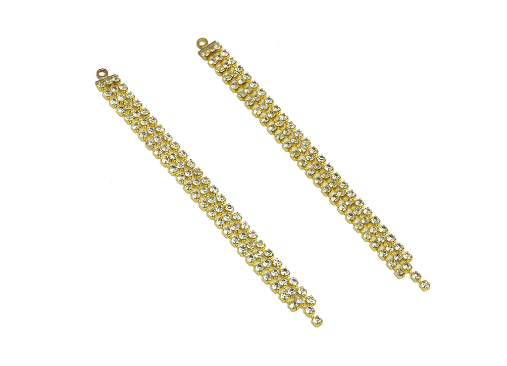 Brass CZ Tassel Chains Charms - Raw Brass Zircon Tassel Chains Hanging Charms - Earring Findings - Jewelry Supplies - 91x6.2x1.8mm - PP10418 - DOMEDBAZAAR