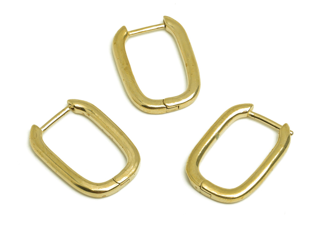 Brass Rectangle Hoop Earrings - Raw Brass Rectangle Huggies Hoop Earrings Clasp - Earring Finding - Jewelry Supplies - 22x15x2.3mm - PP10436 - DOMEDBAZAAR