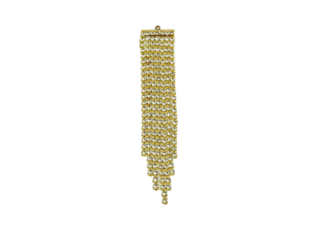 Brass CZ Tassel Earring Charm - Raw Brass Zircon Wire Earring Charm - Brass Cubic Zircon Earring - Brass Dangle Charm - 88x15x2mm - PP10487 - DOMEDBAZAAR