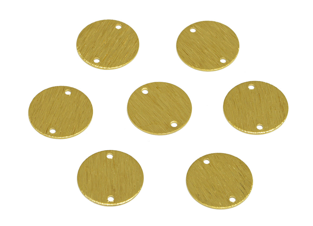 14mm Brass Round Earring Connector - Raw Brass Textured Circle Earring Charm - Brass Textured Round  Connector - 14x14x0.5mm - PP10483 - DOMEDBAZAAR