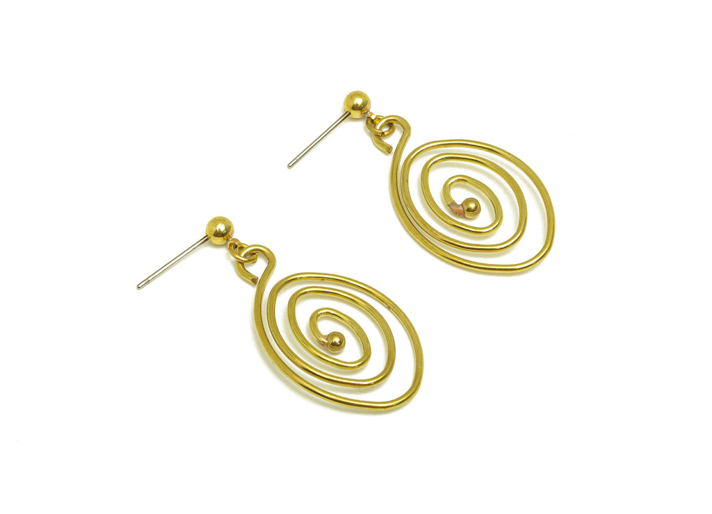 Brass Snail Earring Stud - Raw Brass Dangle Snail Earring Post - Brass Twine Wire Earring Post - Brass Dangle Post -38.6x20x2.86mm- PP10480 - DOMEDBAZAAR