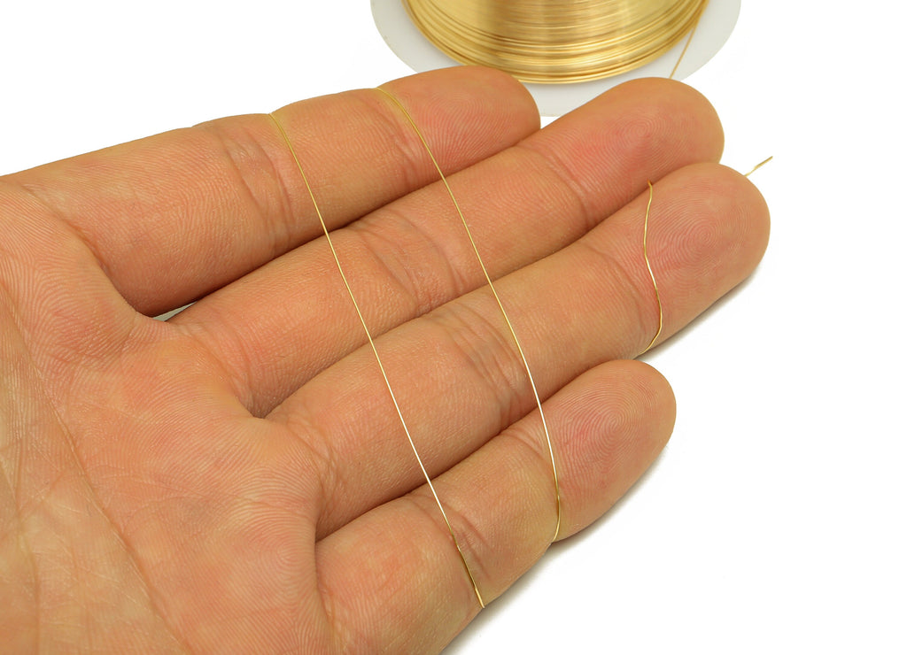Jeweler Brass Wire - Wrapping Wire - Bulk Wire Beading - KC Gold Tone Plating - Solid Gold Brass Wire - Gold Brass Wire Jewelry Making - DOMEDBAZAAR
