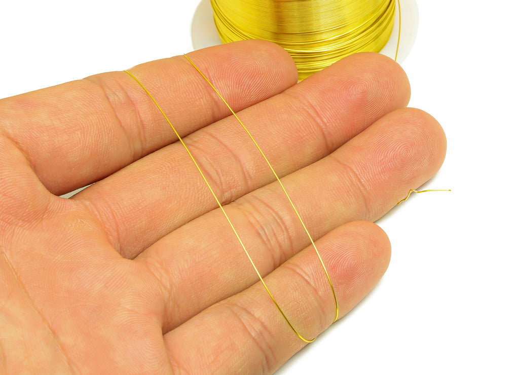 0.3mm Brass Wire - Wrapping Wire - Bulk Wire Beading - Gold Tone Plating - Solid Gold Brass Wire - Jeweler Making - 0.3x0.3mm - PP10495-30 - DOMEDBAZAAR