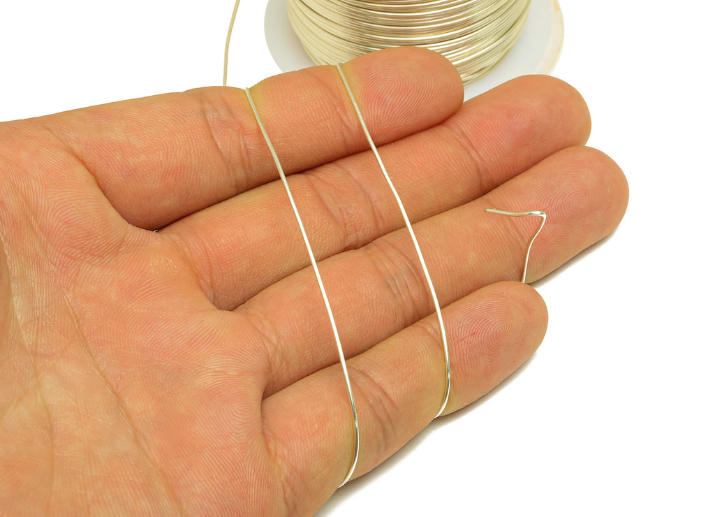 0.8mm Brass Wire - Wrapping Wire - Bulk Brass Wire Beading - Silver Tone Plating - Solid Brass Wire - Jeweler Making - 0.8x0.8mm -PP10496-80 - DOMEDBAZAAR
