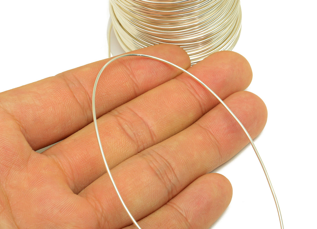 1mm Brass Wire - Wrapping Wire - Bulk Brass Wire Beading - Silver Tone Plating - Solid Brass Wire - Jeweler Making  - 1x1mm - PP10496-100 - DOMEDBAZAAR