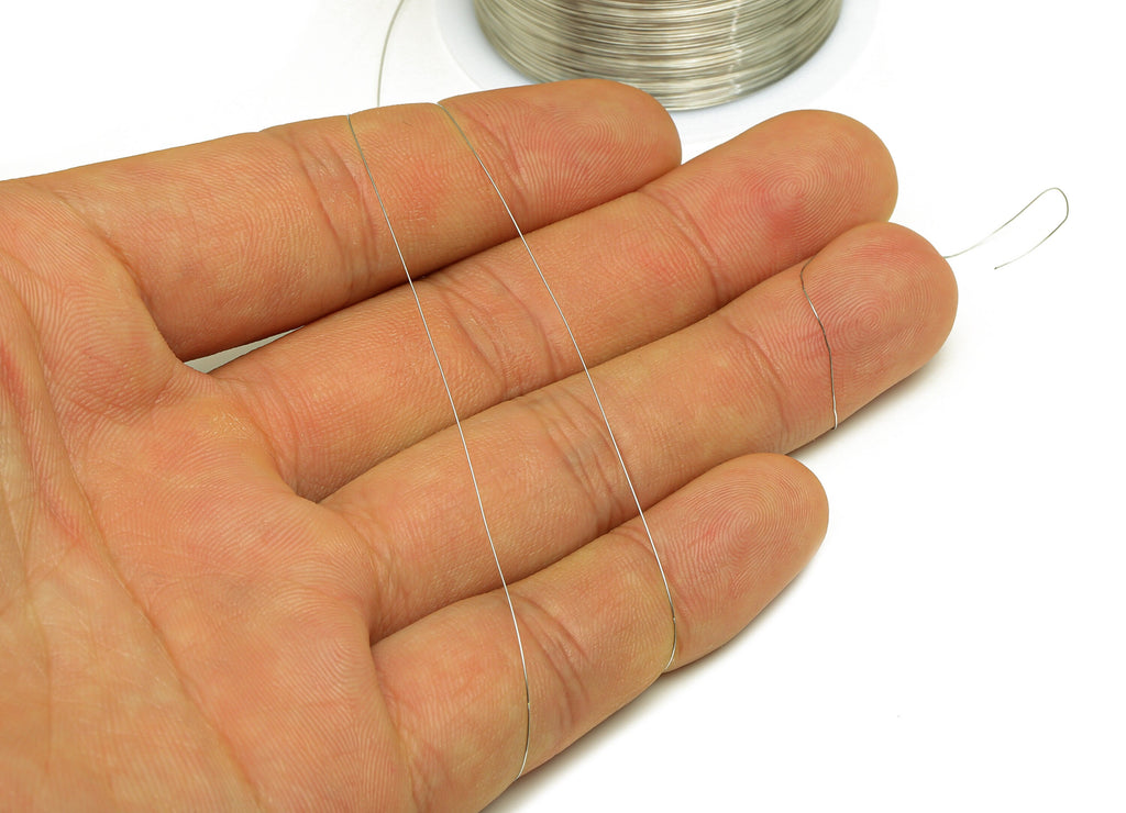 0.2mm Steel Wire - Wrapping Wire - Bulk Wire Beading - 304 Stainless Steel Silver - Solid Steel Wire - Jeweler Making -0.2x0.2mm -PP10493-20 - DOMEDBAZAAR