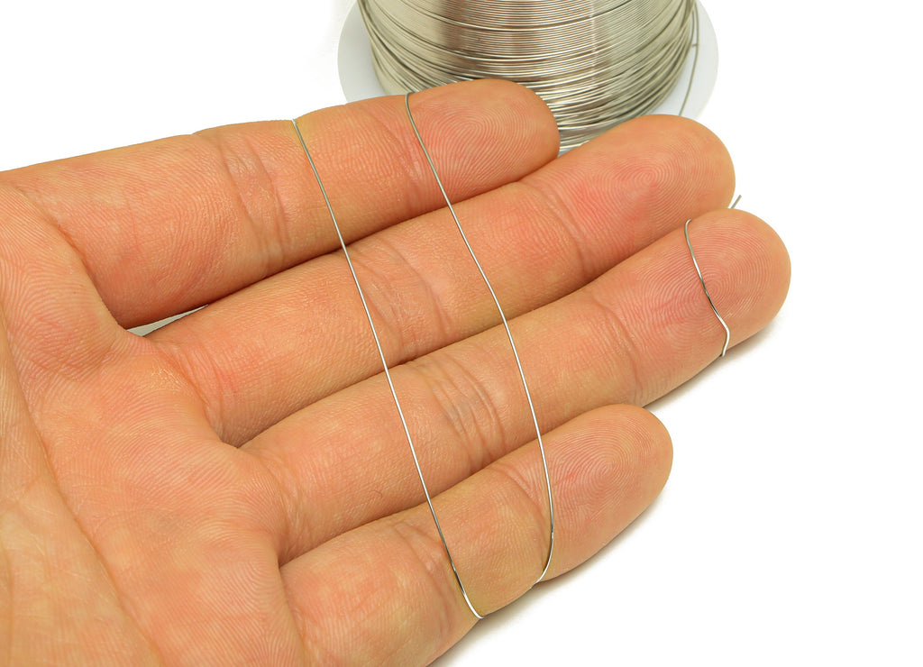 0.4mm Steel Wire - Wrapping Wire - Bulk Wire Beading - 304 Stainless Steel Silver - Solid Steel Wire - Jeweler Making -0.4x0.4mm -PP10493-40 - DOMEDBAZAAR