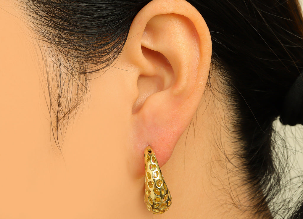 26mm Thick Hoop Earring Stud - Raw Brass Drop Marquise Earring Post - Heart Teardrop Hoop Star Earring Post Earring - 26x23x10mm - PP10518 - DOMEDBAZAAR