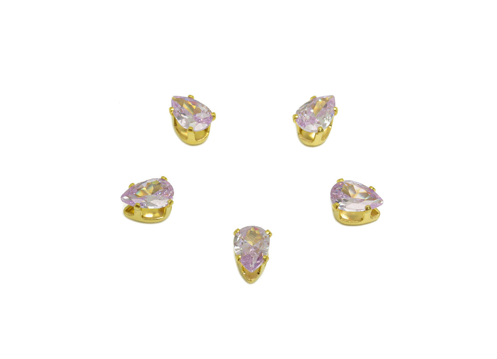 4x6mm Brass CZ Teardrop Earring Charm - Raw Brass Diamond Charm - Brass Purple Cubic Zircon Charm - For Ring - For Necklace -6x4x3mm-PP10525 - DOMEDBAZAAR