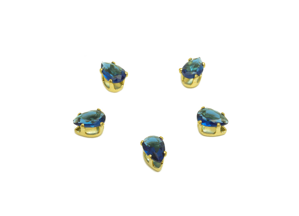 4x6mm Brass CZ Teardrop Earring Charm - Raw Brass Diamond Charm - Brass Sapphire Blue Zircon Charm - For Ring - 6x4x3mm - PP10527 - DOMEDBAZAAR
