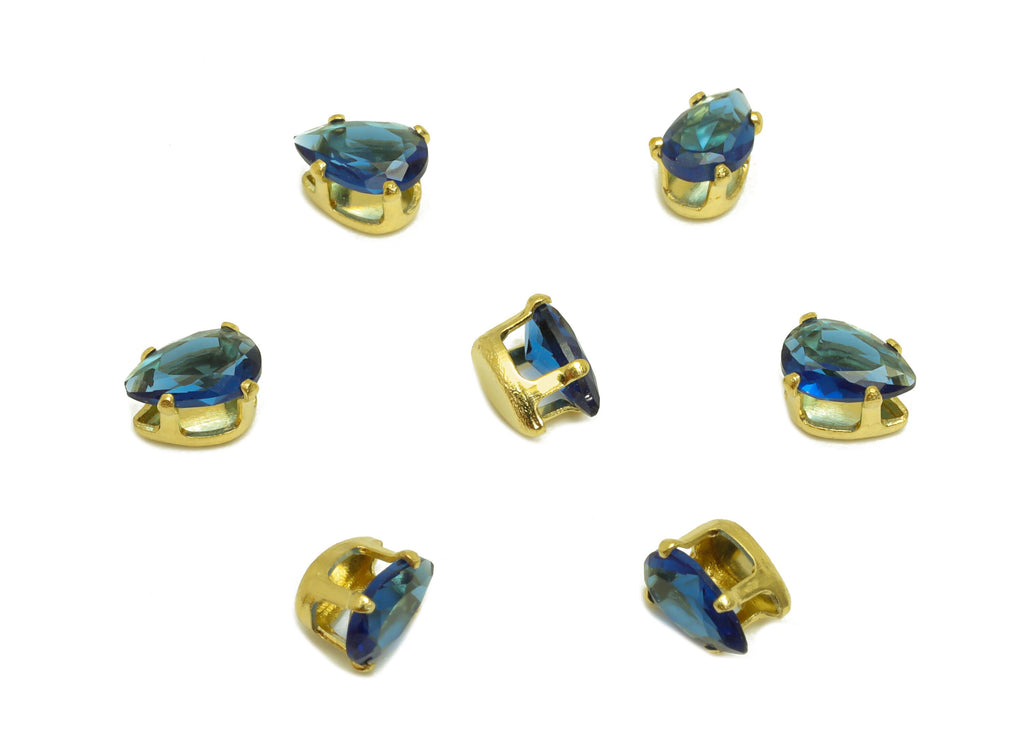 4x6mm Brass CZ Teardrop Earring Charm - Raw Brass Diamond Charm - Brass Sapphire Blue Zircon Charm - For Ring - 6x4x3mm - PP10527 - DOMEDBAZAAR