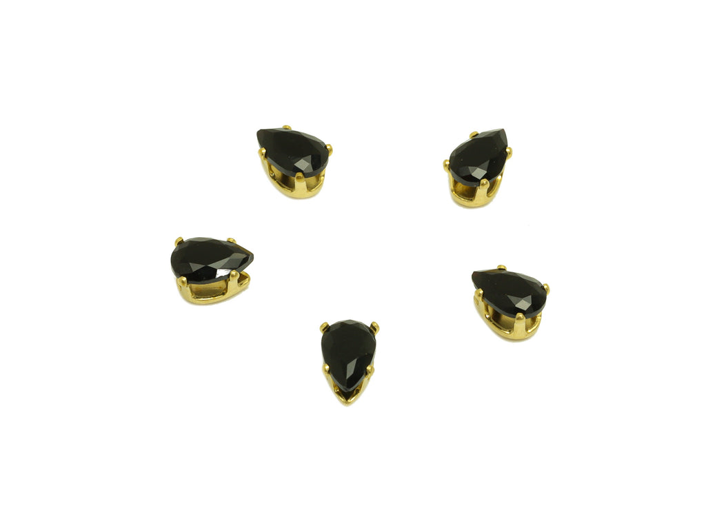 4x6mm Brass CZ Teardrop Earring Charm - Raw Brass Diamond Charm - Brass Black Zircon Charm - For Ring - For Necklace - 6x4x3mm - PP10531 - DOMEDBAZAAR