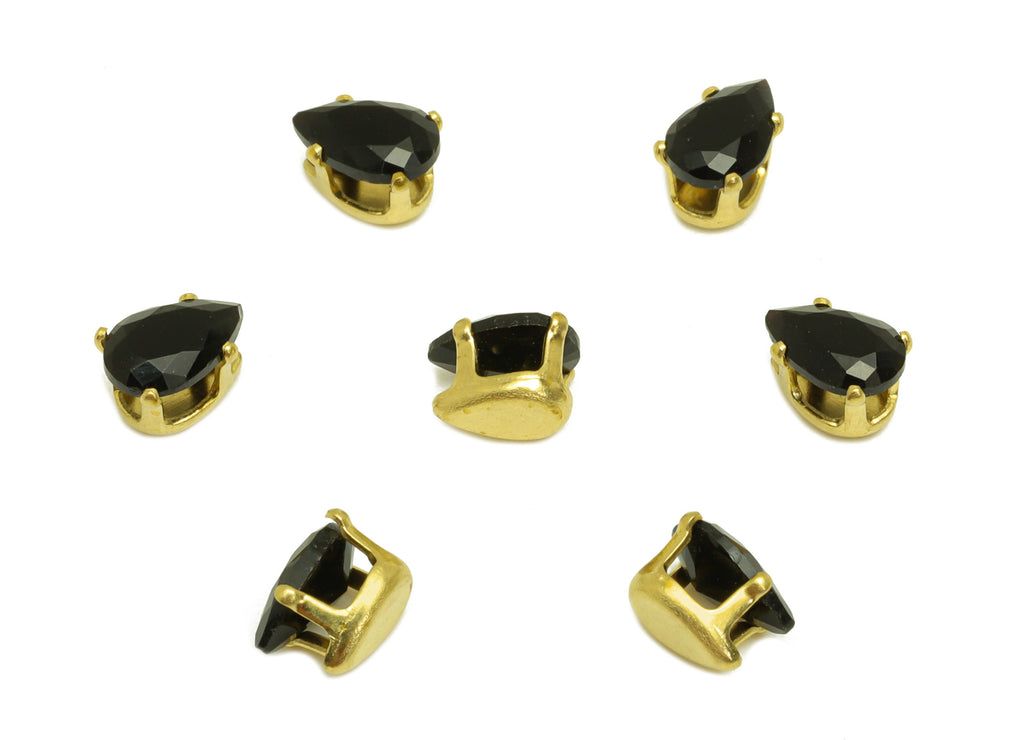 4x6mm Brass CZ Teardrop Earring Charm - Raw Brass Diamond Charm - Brass Black Zircon Charm - For Ring - For Necklace - 6x4x3mm - PP10531 - DOMEDBAZAAR