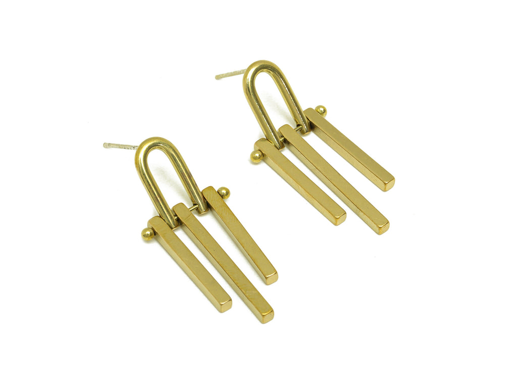 Brass Domed Earring Stud - Raw Brass Tassel Earring Post - Brass Tassel Wire Earring Stud- Tassel Dangel Post - 32.8x15x2mm - PP10620 - DOMEDBAZAAR