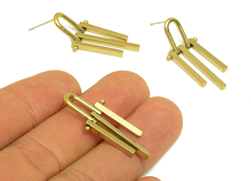 Brass Domed Earring Stud - Raw Brass Tassel Earring Post - Brass Tassel Wire Earring Stud- Tassel Dangel Post - 32.8x15x2mm - PP10620 - DOMEDBAZAAR