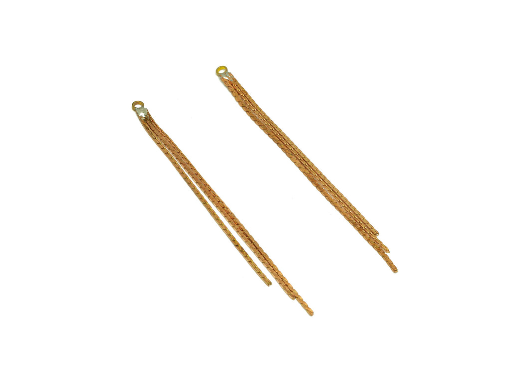 Brass Tassel Earring Charm - Raw Brass Snake Tassel Earring Charms - Brass Tassel Chain Earring Charm - Tassel Charm - 81.45x3x1mm - PP10624 - DOMEDBAZAAR