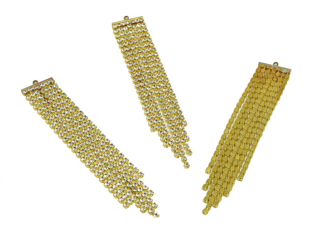 Brass CZ Tassel Earring Charm - Raw Brass Zircon Wire Earring Charm - Brass Cubic Zircon Earring - Brass Dangle Charm - 88x15x2mm - PP10487 - DOMEDBAZAAR