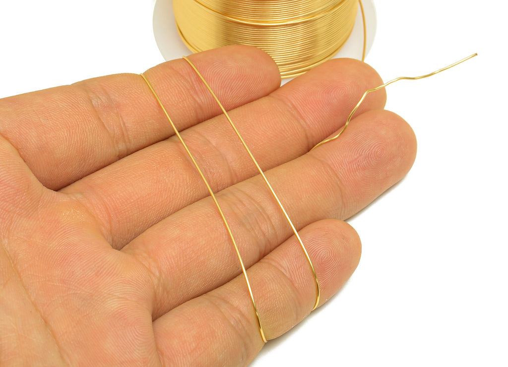Jeweler Brass Wire - Wrapping Wire - Bulk Wire Beading - KC Gold Tone Plating - Solid Gold Brass Wire - Gold Brass Wire Jewelry Making - DOMEDBAZAAR