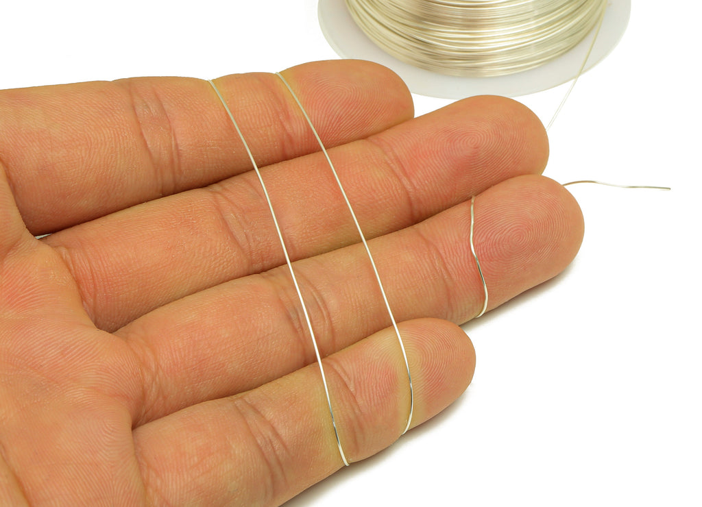 0.5mm Brass Wire - Wrapping Wire - Bulk Brass Wire Beading - Silver Tone Plating - Solid Brass Wire - Jeweler Making - 0.5x0.5mm -PP10496-50 - DOMEDBAZAAR