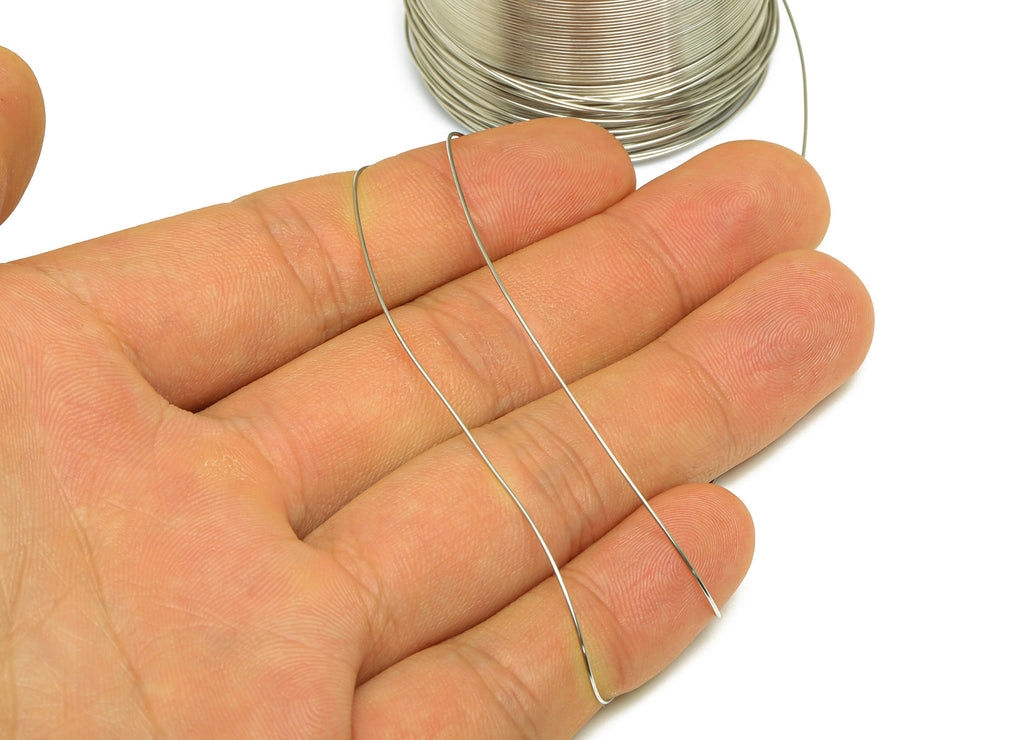 0.5mm Steel Wire - Wrapping Wire - Bulk Wire Beading - 304 Stainless Steel Silver - Solid Steel Wire - Jeweler Making -0.5x0.5mm -PP10493-50 - DOMEDBAZAAR