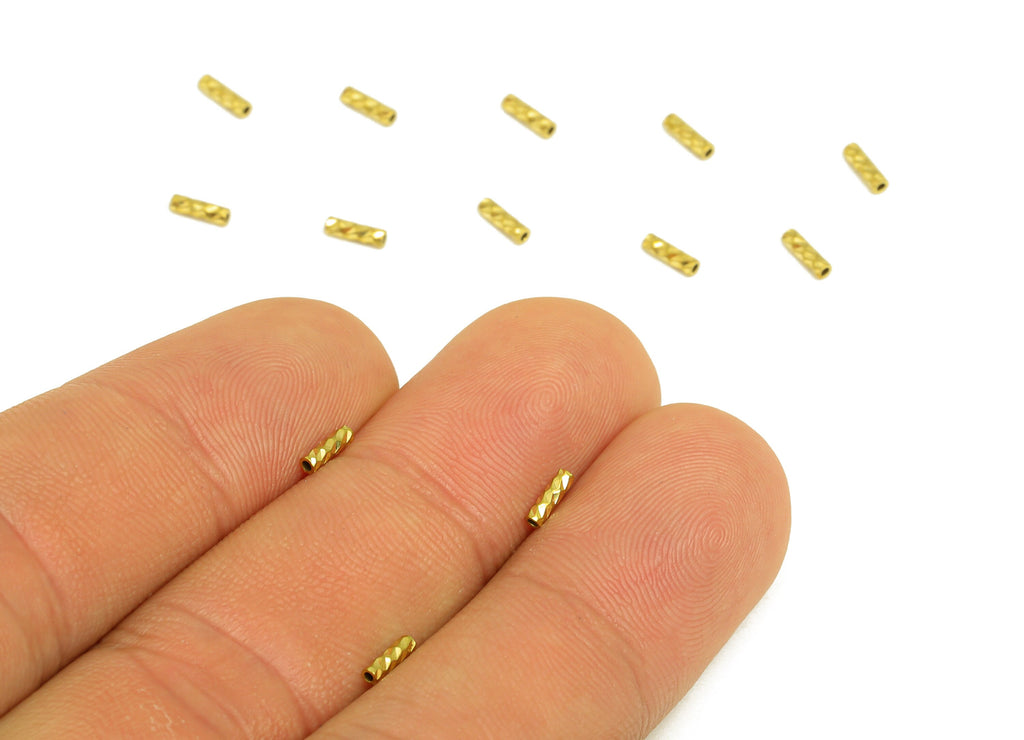 1.5*5 Batch Flower Straight Tube - Raw Brass DIY Tube Beads - Textured Circle Pipes for Geometric - For Air Plants - DIY Tubes - PP10752 - DOMEDBAZAAR