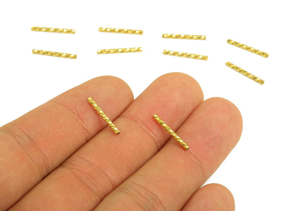 1.5*15 Batch Flower Straight Tube - Raw Brass DIY Tube Beads - Textured Circle Pipes for Geometric - For Air Plants - DIY Tubes - PP10757 - DOMEDBAZAAR
