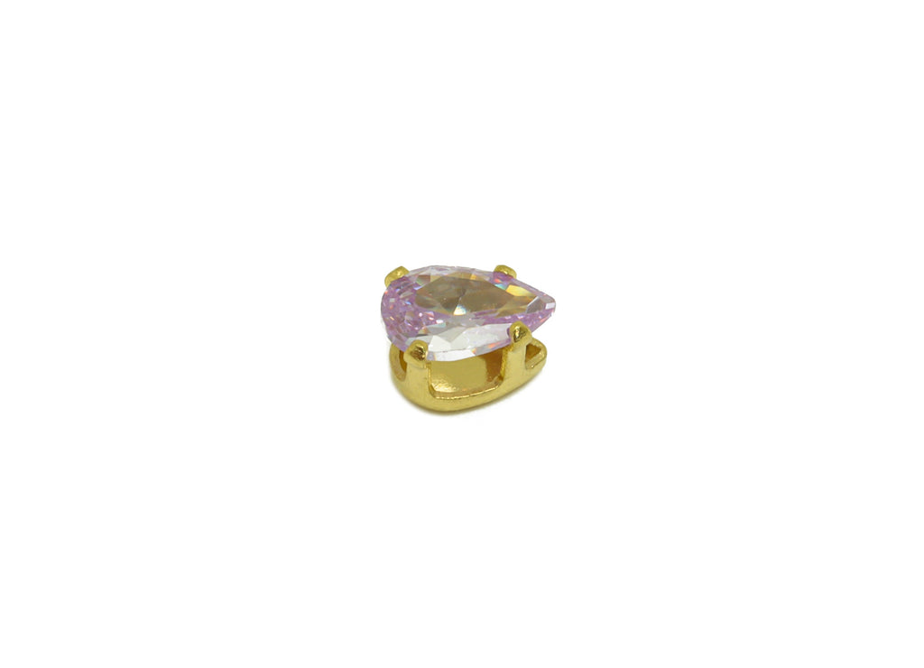 4x6mm Brass CZ Teardrop Earring Charm - Raw Brass Diamond Charm - Brass Purple Cubic Zircon Charm - For Ring - For Necklace -6x4x3mm-PP10525 - DOMEDBAZAAR