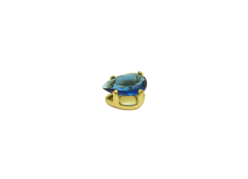 4x6mm Brass CZ Teardrop Earring Charm - Raw Brass Diamond Charm - Brass Sapphire Blue Zircon Charm - For Ring - 6x4x3mm - PP10527 - DOMEDBAZAAR