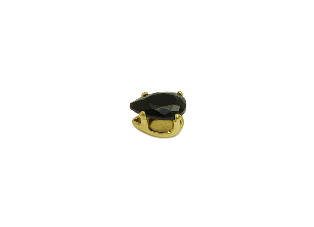 4x6mm Brass CZ Teardrop Earring Charm - Raw Brass Diamond Charm - Brass Black Zircon Charm - For Ring - For Necklace - 6x4x3mm - PP10531 - DOMEDBAZAAR
