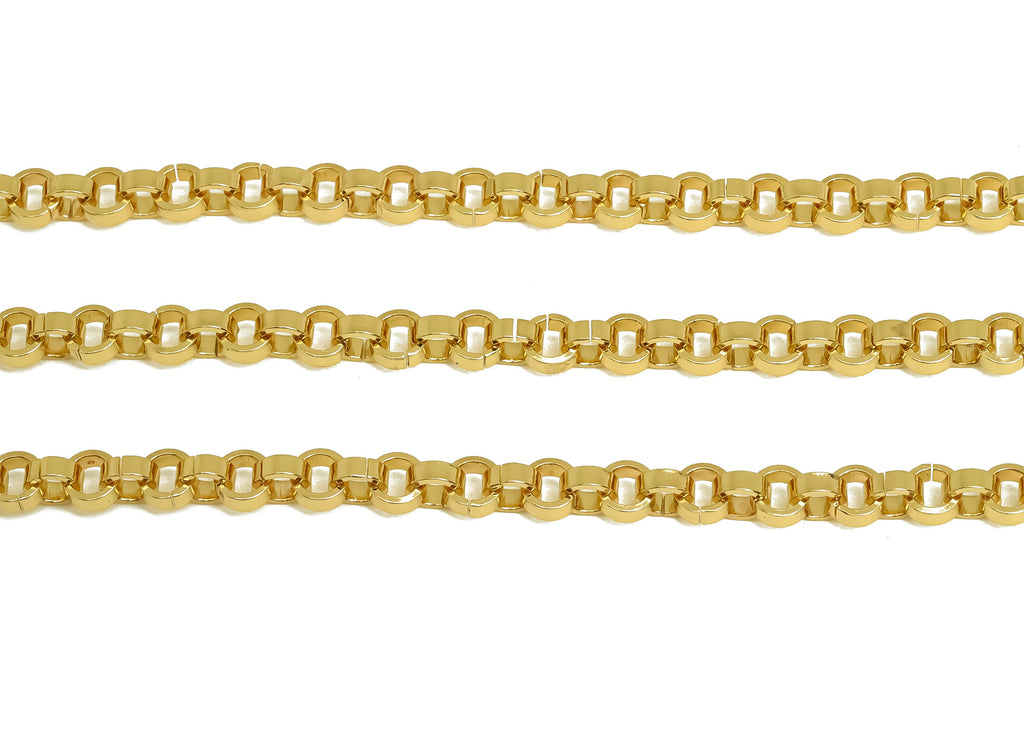 Brass 5.2 Rolo Chain - Brass Open Link Chain - Round Link Thick Chain - Bracelet Chain - 18K Real Gold Plating - 5.08x5.08x0.68mm - RGP6735 - DOMEDBAZAAR