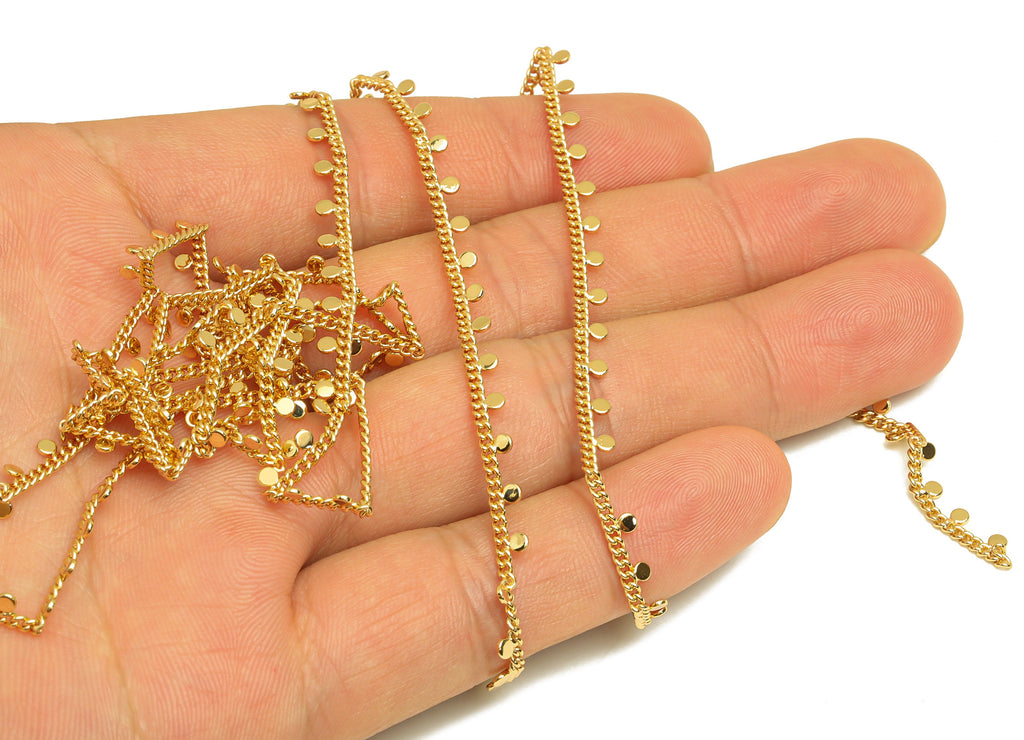 Brass Ball Satellite Curb Chain - Brass Mini Curb Chain - Brass Beaded Chain - Bracelet Chain - 18K Real Gold Plating - 1x3x0.93mm - RGP6745 - DOMEDBAZAAR
