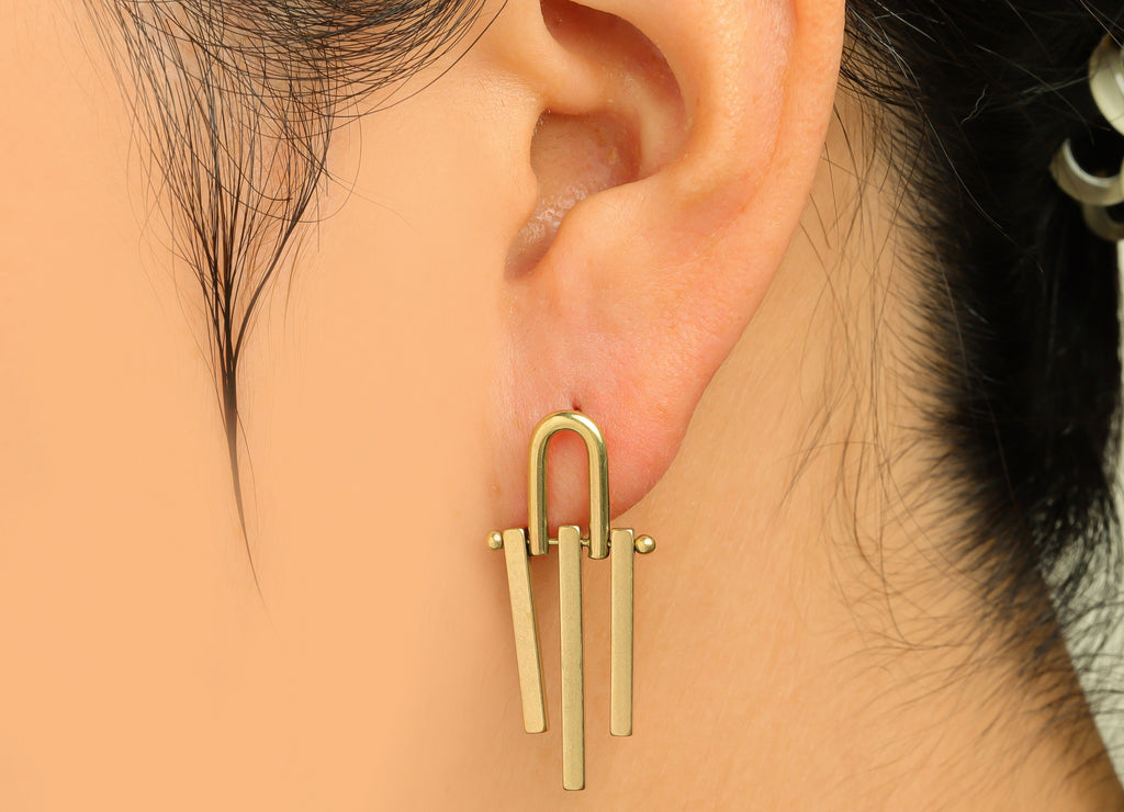 Brass Domed Earring Stud - Raw Brass Tassel Earring Post - Brass Tassel Wire Earring Stud- Tassel Dangel Post - 32.8x15x2mm - PP10620 - DOMEDBAZAAR