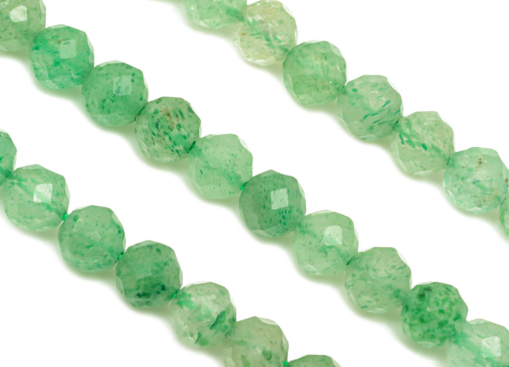 Green Chrystal Round Beads 4mm - 15.5 inch - Faceted Round Gemstone Beads - Natural Stone Beads - 4x4mm - NS1263 - DOMEDBAZAAR