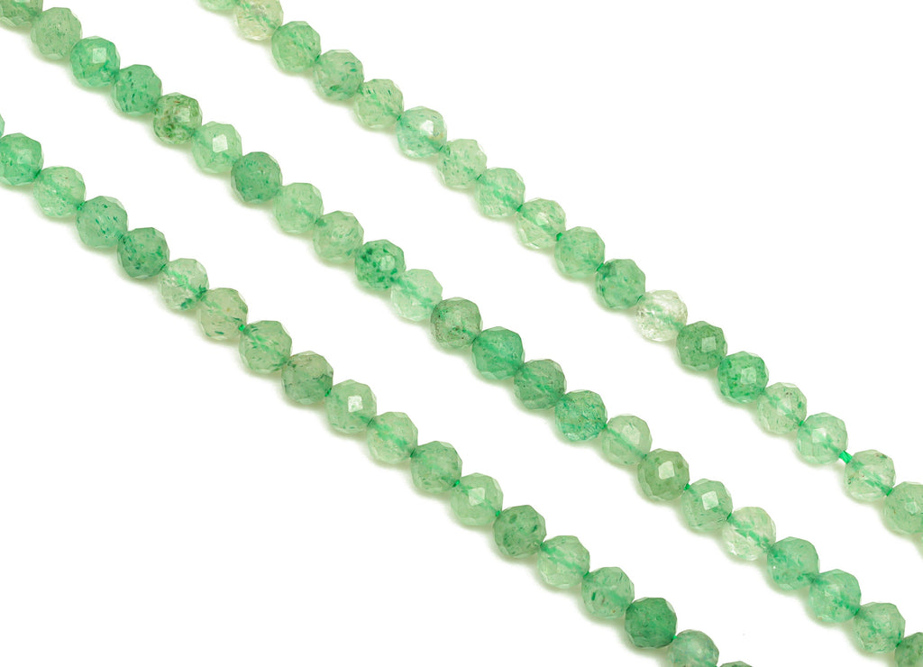 Green Chrystal Round Beads 4mm - 15.5 inch - Faceted Round Gemstone Beads - Natural Stone Beads - 4x4mm - NS1263 - DOMEDBAZAAR