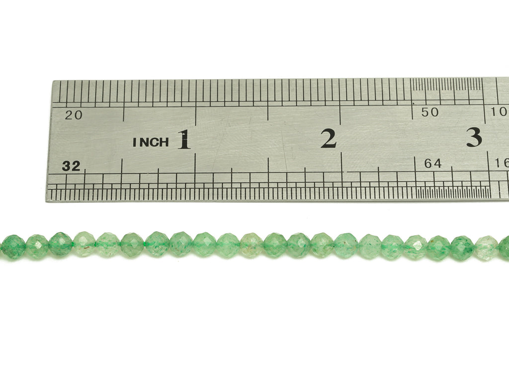 Green Chrystal Round Beads 4mm - 15.5 inch - Faceted Round Gemstone Beads - Natural Stone Beads - 4x4mm - NS1263 - DOMEDBAZAAR