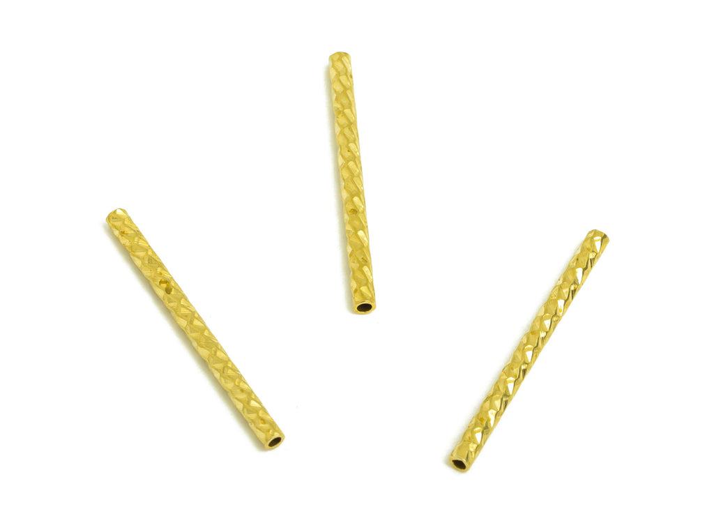 1.5*20 Batch Flower Straight Tube - Raw Brass DIY Tube Beads - Textured Circle Pipes for Geometric - For Air Plants - DIY Tubes - PP10758 - DOMEDBAZAAR