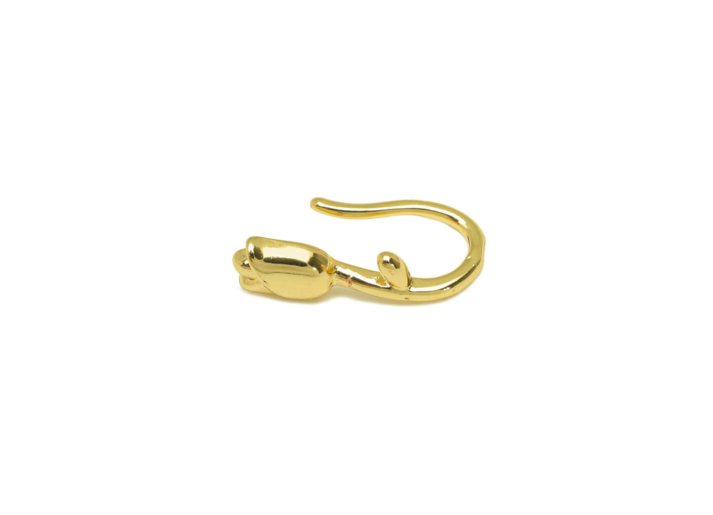 Brass Cuff Earring - Brass Tulip Wire Hook Earring - Botanical Nose Clip - Brass Cuff Earring - 18K Real Gold Plating - 15x4x6mm - RGP7077 - DOMEDBAZAAR