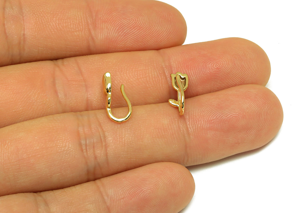 MJ101059 Wire Hook Earring - Brass -  Tulip Cuff Earring - 18K Real Gold Plating - DOMEDBAZAAR