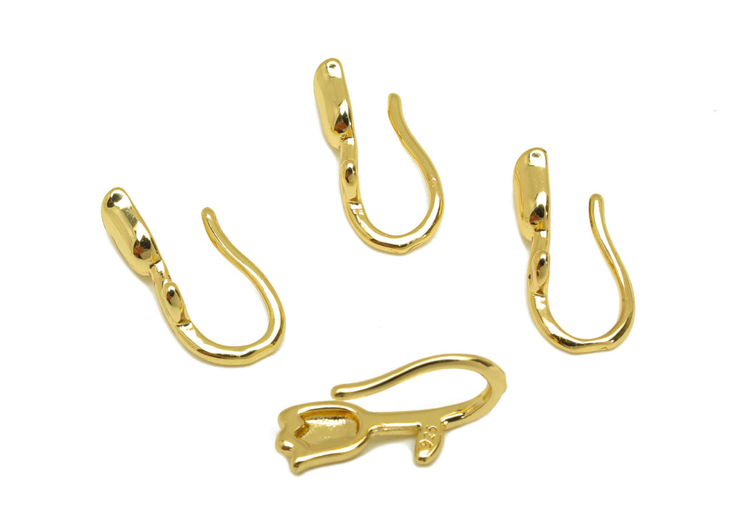Brass Cuff Earring - Brass Tulip Wire Hook Earring - Botanical Nose Clip - Brass Cuff Earring - 18K Real Gold Plating - 15x4x6mm - RGP7077 - DOMEDBAZAAR