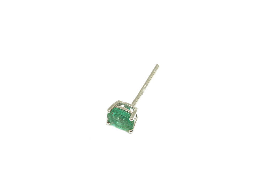 4X5mm Emerald Earring Post - Silver Oval Emerald Earring Stud - Oval Natural Stone Post - Crystal Silver Earring Post - 14x4x0.6mm -RGP7346L - DOMEDBAZAAR