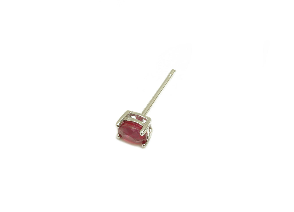 4X5mm Ruby Earring Post - Silver Oval Ruby Earring Stud - Natural Stone Post - Crystal Ruby Silver Earring Post - 14x4x0.6mm -RGP7346C - DOMEDBAZAAR
