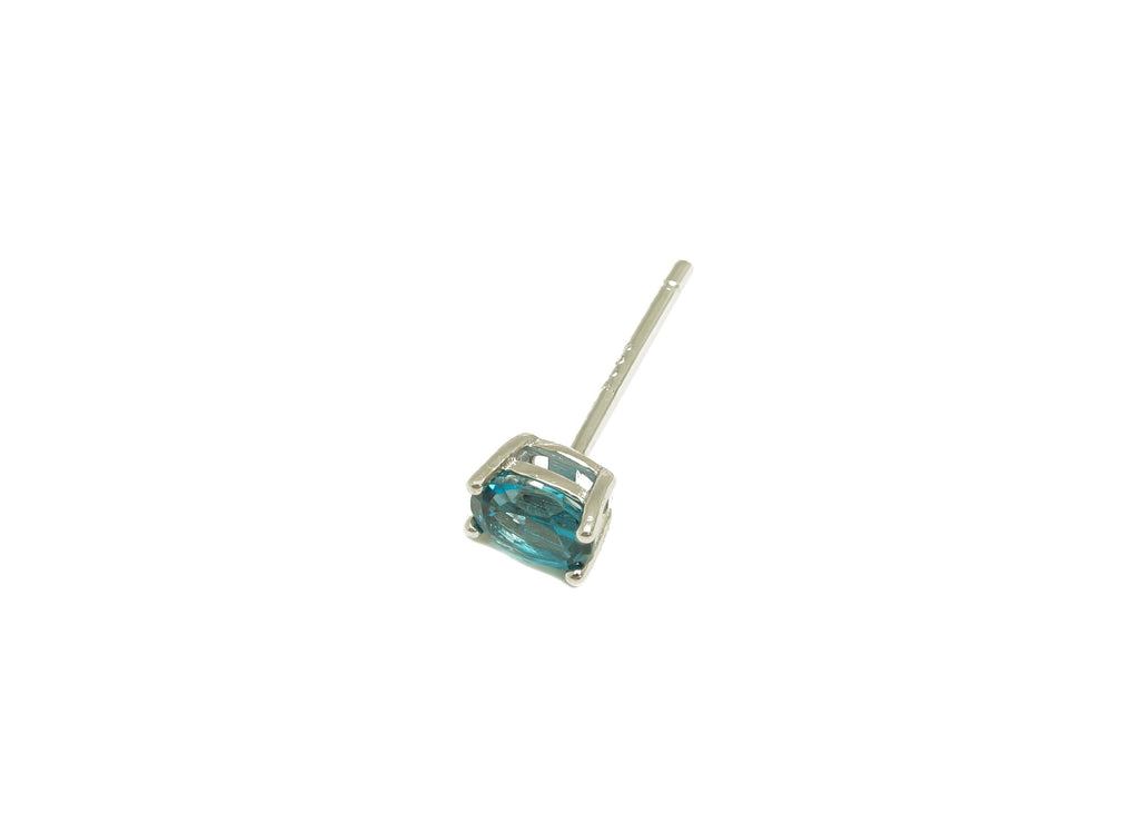 4X5mm Topaz London Blue Earring Post - Silver Oval Earring Stud - Natural Stone Post - Crystal Silver Earring Post - 14x4x0.6mm - RGP7346G - DOMEDBAZAAR