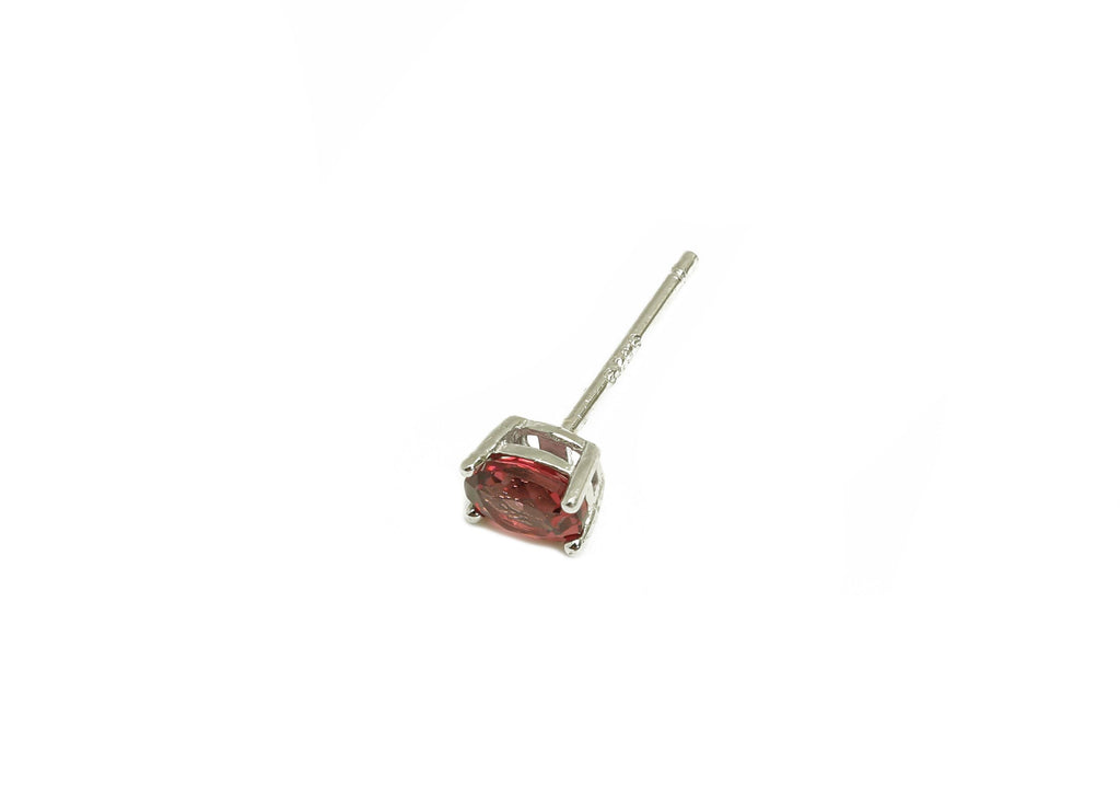 4X5mm Garnet Earring Post - Silver Oval Garnet  Earring Stud - Natural Stone Post - Crystal Silver Earring Post - 14x4x0.6mm - RGP7346H - DOMEDBAZAAR