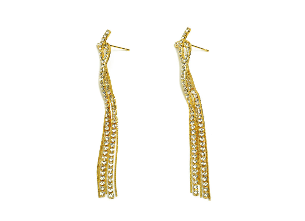Brass Tassel Earring Stud - Brass Tassel Earring Post - Brass Snake Chain Tassel Earring Post - 18K Real Gold Plated - 86x14x2mm - RGP7501 - DOMEDBAZAAR