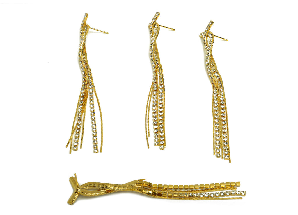 Brass Tassel Earring Stud - Brass Tassel Earring Post - Brass Snake Chain Tassel Earring Post - 18K Real Gold Plated - 86x14x2mm - RGP7501 - DOMEDBAZAAR