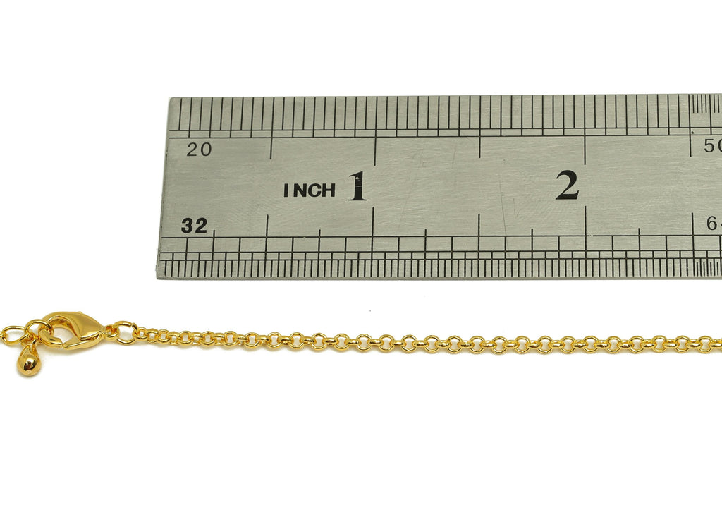 2.0 Finished Rolo Chain - Gold 42+6cm Rolo Chain - Brass Mini Finished Rolo Chain - For Necklace - 18K Real Gold Plating -RGP7466 - DOMEDBAZAAR