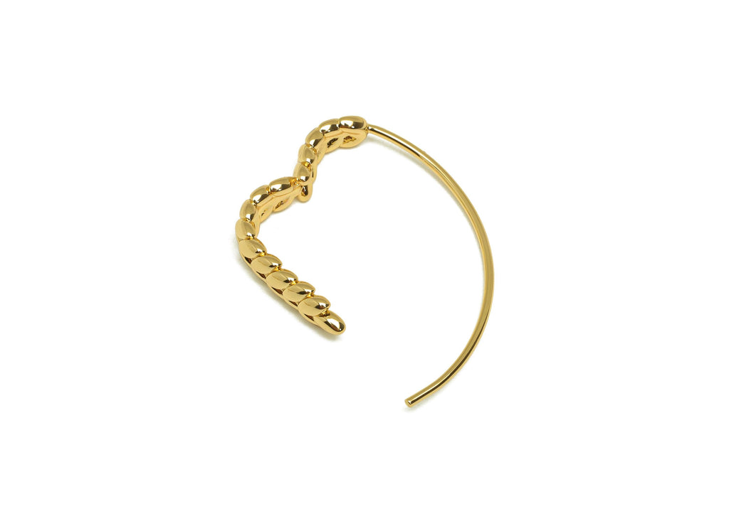 Brass Heart Earring Wire - Brass Open Wheat Hoop Earring Wire - Textured Heart Wheat Ear Wire - 18K Real Gold Plated - 31x22x4.5mm - RGP7591 - DOMEDBAZAAR