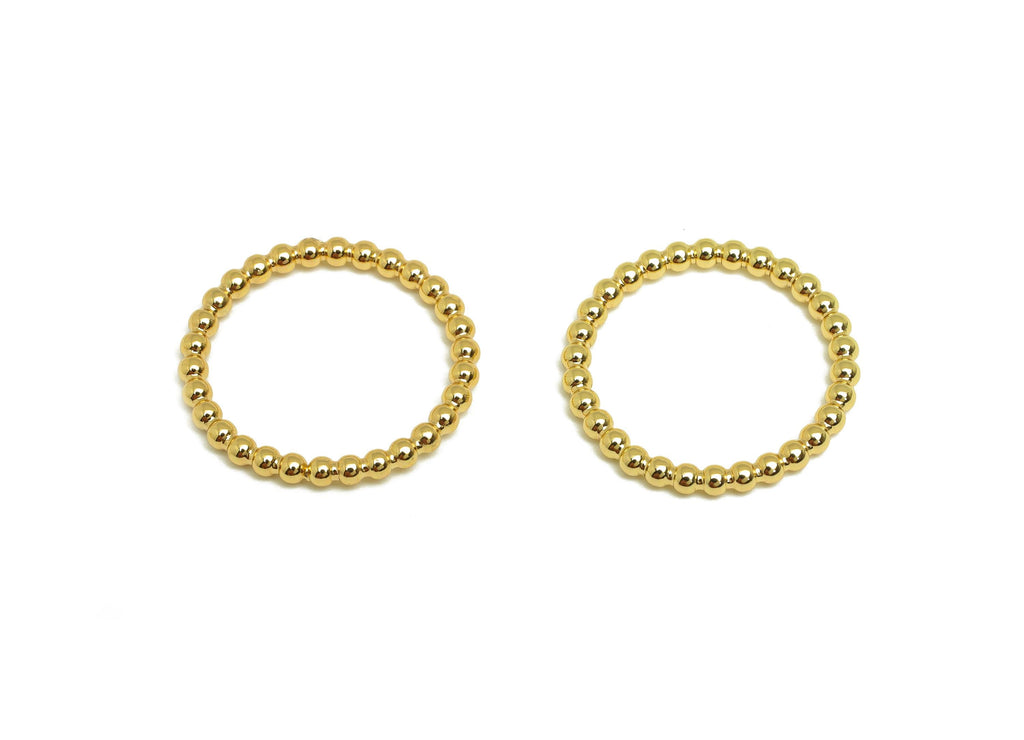 15mm Ball Wire Chian Ring - Dainty Beaded Band - Brass Solid Gold Thin Ring - Beaded Ring - 18K Real Gold Plating - 19x19x1.73mm - RGP7895 - DOMEDBAZAAR