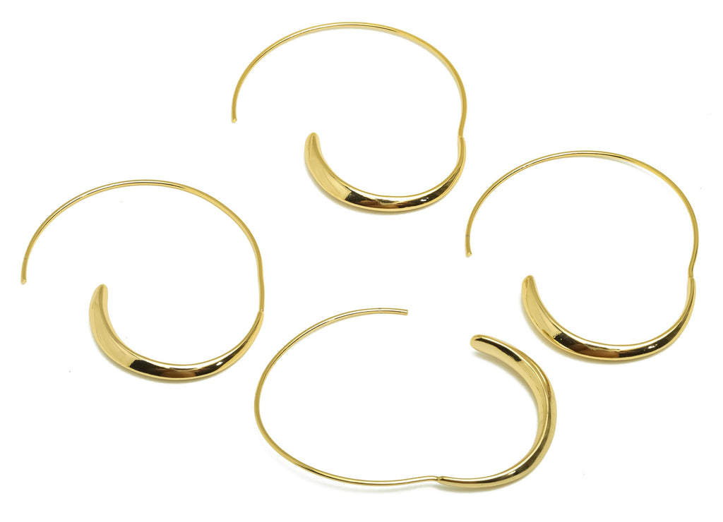 Brass Wire Hook Earring Hoop - Brass Hoop Wire Earring - Circle Wire Hook Earring - Ear Wire Hook - 18K Real Gold Plating -40x32x4mm-RGP7556 - DOMEDBAZAAR